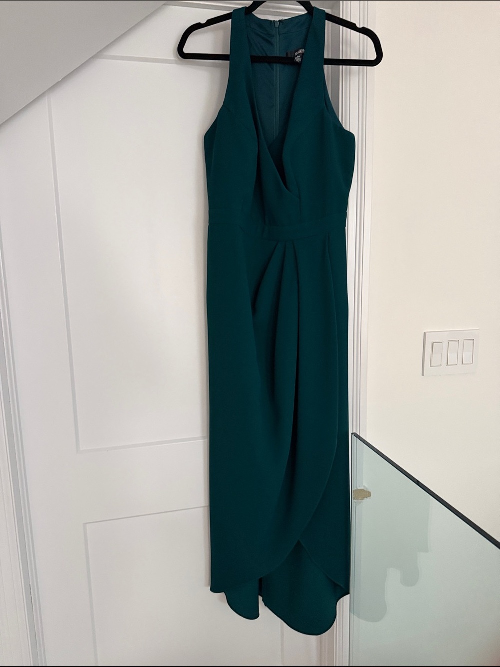 Sleeveless Teal High-Low Wrap Midi Dress